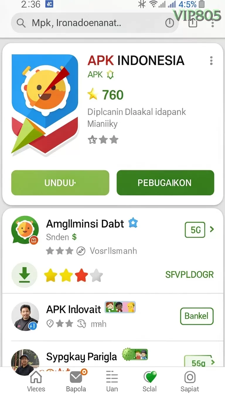 Cuplikan layar menu unduhan vip805 untuk perangkat Android
